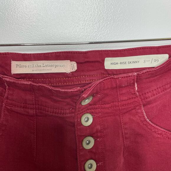 Pilcro and the Letterpress Anthropologie High Rise Skinny Button Fly Pants 29 - Picture 6 of 11